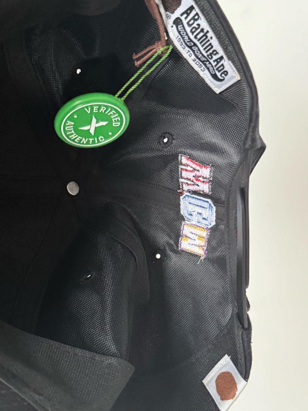 Bape Black Snapback Hat with Multicolor Embroidered Logo - Picture 2 of 11